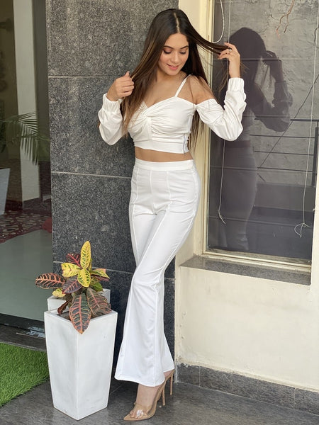 Buy A FLARED MOMENT WHITE PANTS for Women Online in India